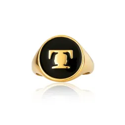 Halo Signet Ring - Gold / Black