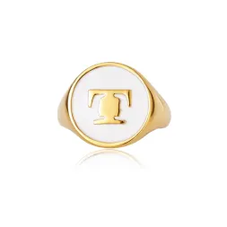 Halo Signet Ring - Gold / White