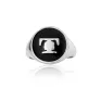 Halo Signet Ring - Silver / Black