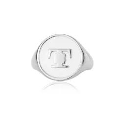Halo Signet Ring - Silver / White
